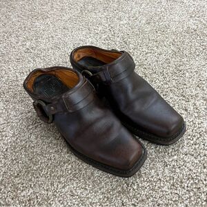Frye Brown Leather Mules